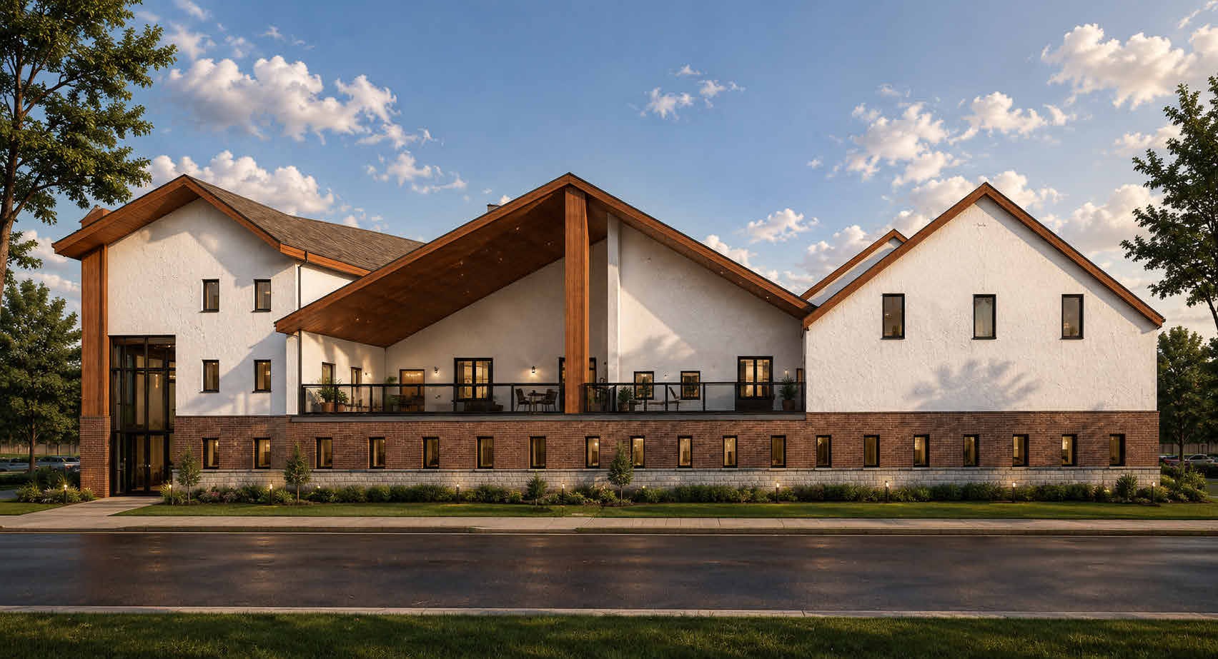 Exterior rendering from the transitional housing capstone concept
